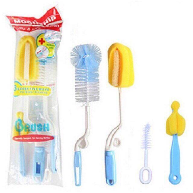 Bộ cọ rửa bình sữa và núm ty 4 chi tiết màu ngẫu nhiên
