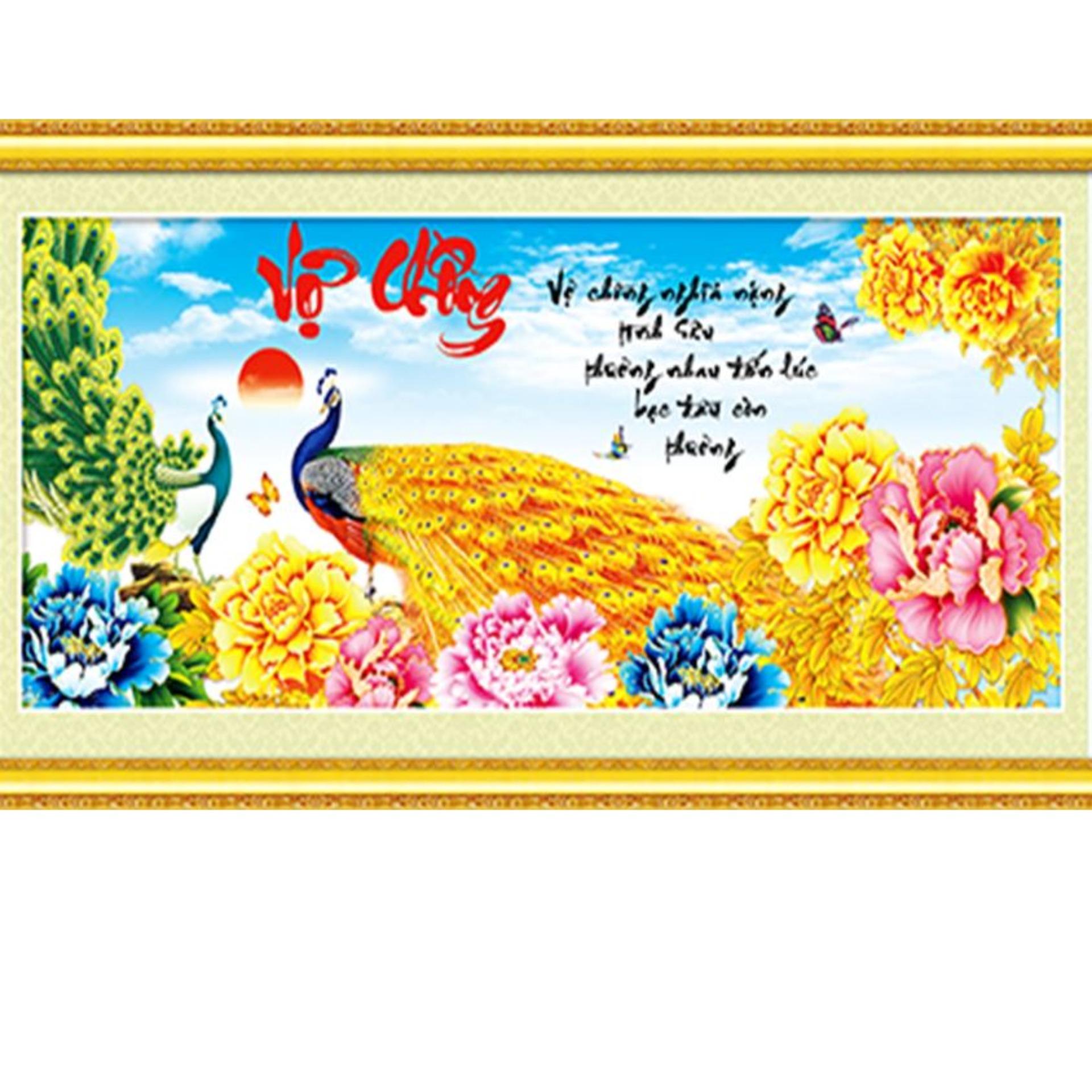 Tranh đính đá vợ chồng LV138-106x50cm
