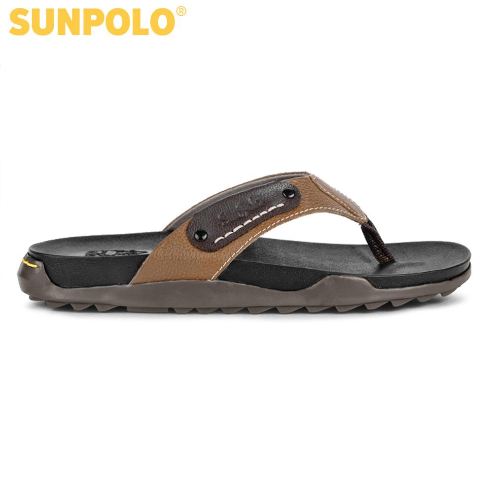 Dép kẹp nam da bò SUNPOLO KEP022 (Đen, Nâu bò)