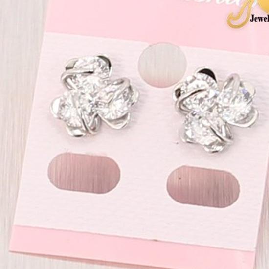 Bông tai inox nữ 3 viên xoay