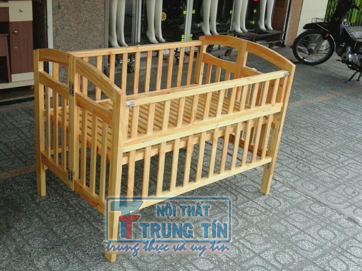 cũi gỗ cho bé size lớn 80*130 cm