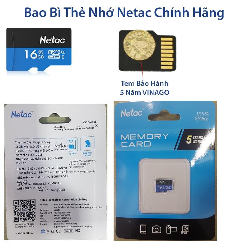 Thẻ nhớ camera Micro SD Netac 16gb,  Class 10 (Bảo hành 5 năm)