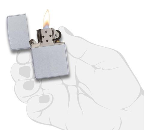Zippo Satin Chrome Xước Bụi Bạc Kiểu Satin 205