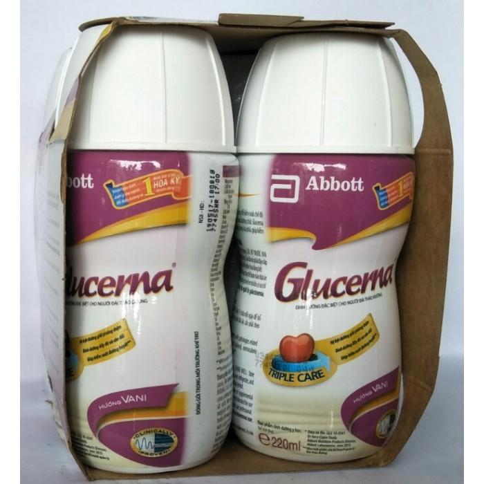Lốc 4 chai sữa bột pha sẵn Abbott Glucerna vani chai 220ml