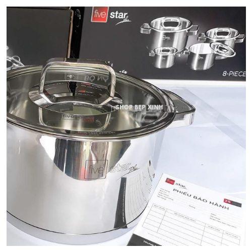 Bộ nồi inox 304 Fivestar 4 món nắp kính tặng 10 muỗng ăn inox