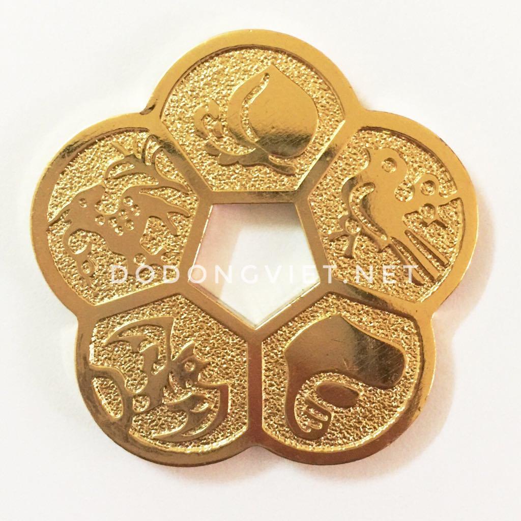 Đồng tiền hoa mai mạ vàng 24k