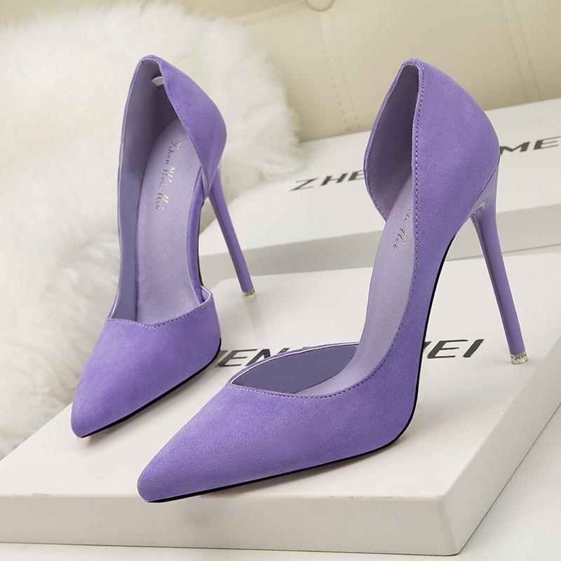 Women Suede Leather Pointed Toe High Heel Stiletto Pump Fashion Shoes Purple  Green Pink Fuschia Blue Shoe 8915-3 | Lazada PH