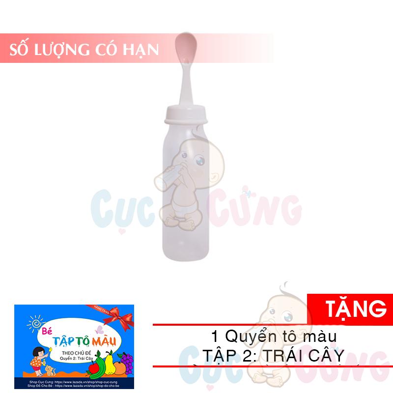Bình ăn bột Pigeon (120ml/240ml)  TẶNG 1 quyển tô màu (trái cây) - binh tap an dam cho be