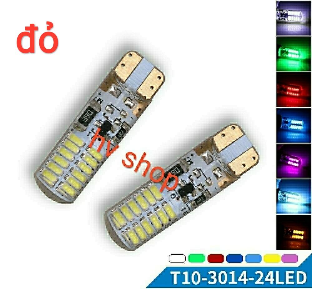 led chop xe may t10 Bộ 2 led demi xi nhan T10 có chớp xe máy 24 tim hv shop ( sáng đỏ ) ( 1 cặp )