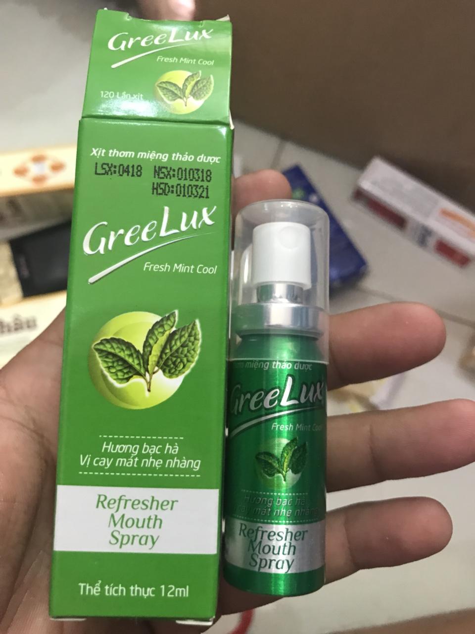 Xịt thơm miệng thảo dược Greelux Extra Cool 12ml (xanh lá)