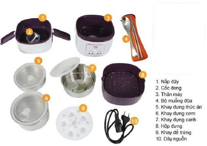 Hộp nấu hâm cơm bằng điện đa năng 3 ngăn Magic A06