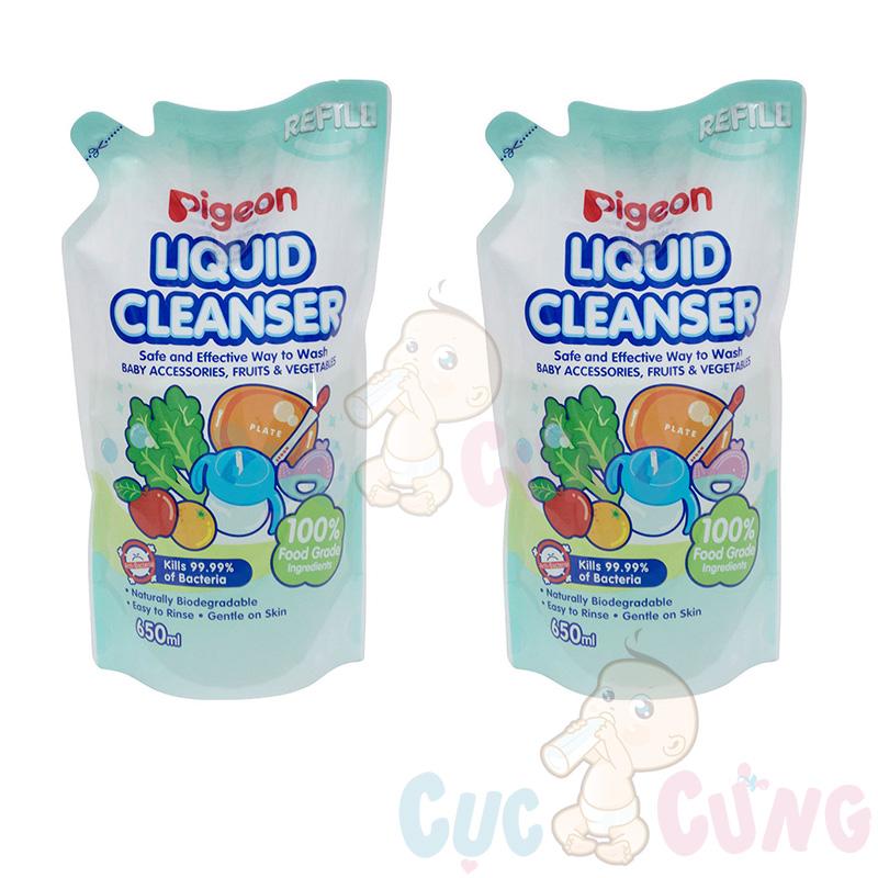 Bộ 2 bịch nước rửa bình sữa Pigeon 650ml - nuoc rua binh sua