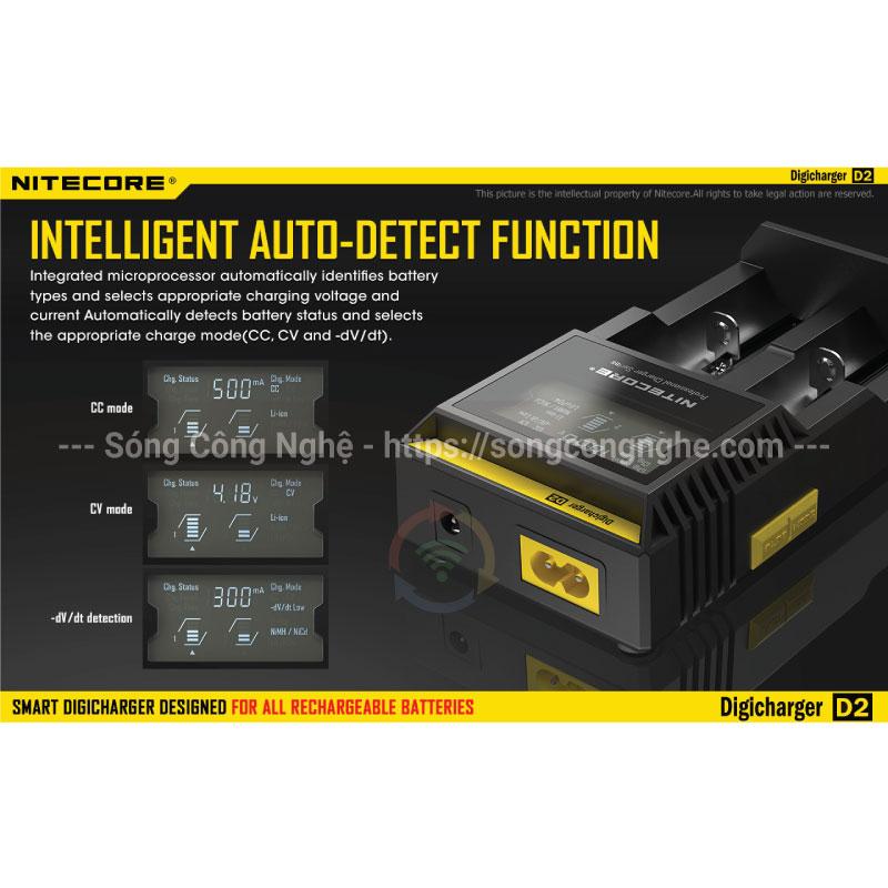Bộ sạc thông minh 2 pin NiteCore DigiCharger D2