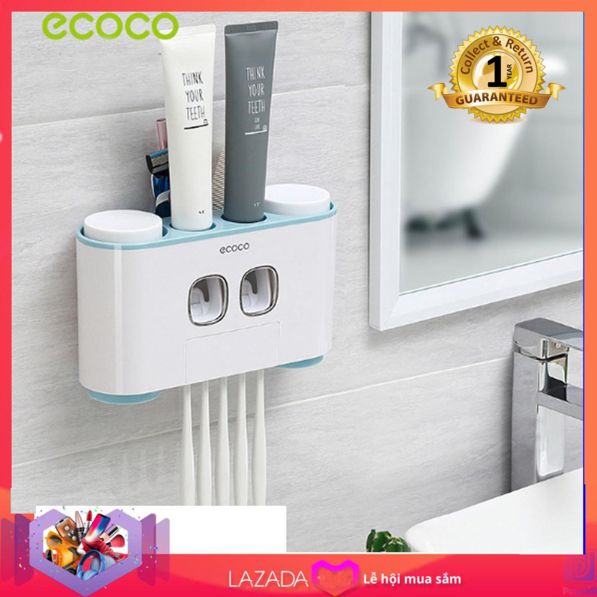 Bộ nhả kem đánh răng cao cấp ECOCO + tặng kèm 04 cốc (03 màu lựa chọn)
