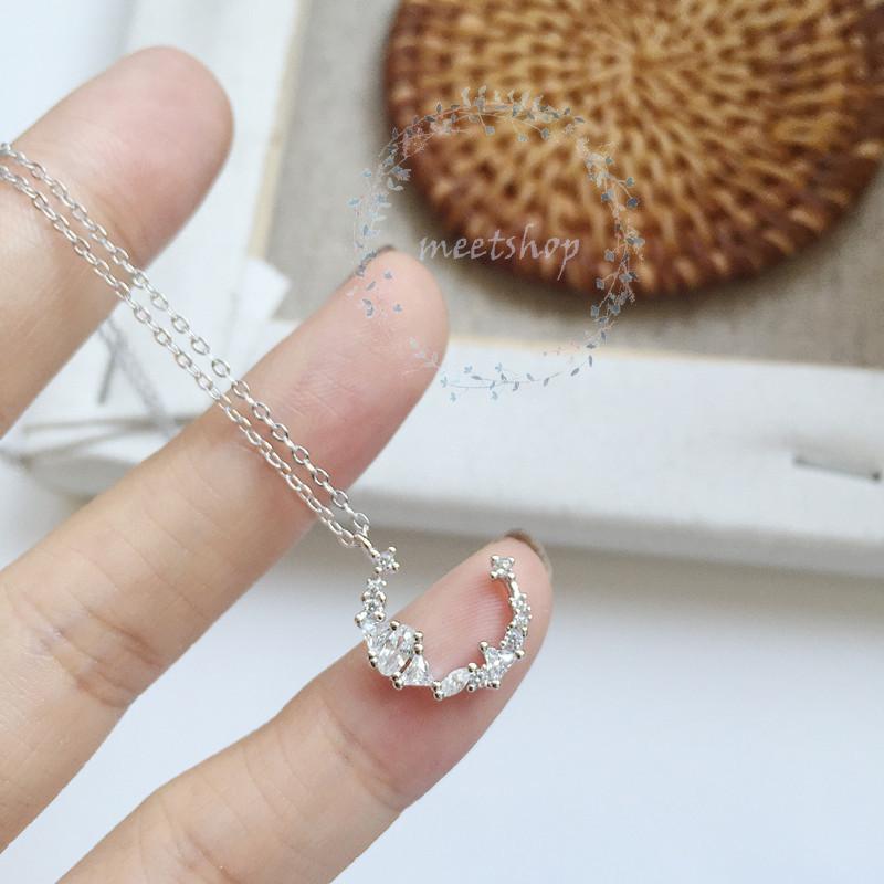 Dây chuyền bạc nữ mặt trăng đính đá zircon