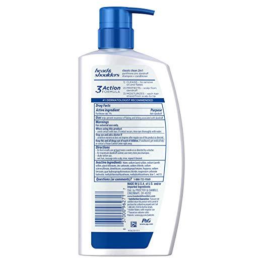 [HCM]Dầu gội và xả Head & Shoulders 2in1 Classic Clean 835ml