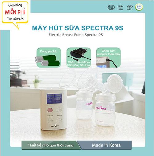 Máy hút sữa điện đôi Spectra 9S Made in Korea (có thể dùng pin)
