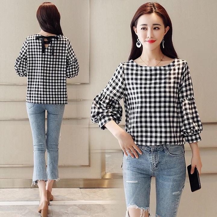 TK469N-ÁO SỌC CARO KIỂU DỄ THƯƠNG S-6XL