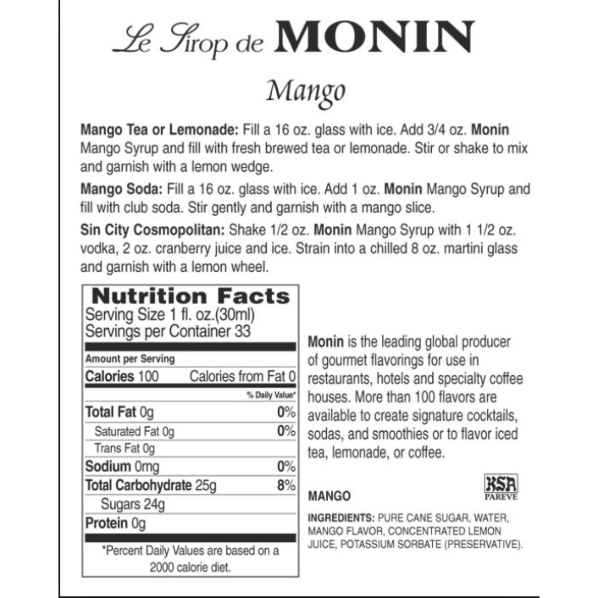 Syrup Monin Mango (Hương Xoài) Chai 700ml