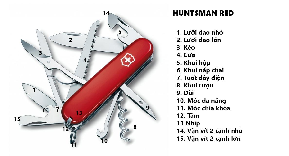Dao đa năng Victorinox Huntsman ( Đỏ)