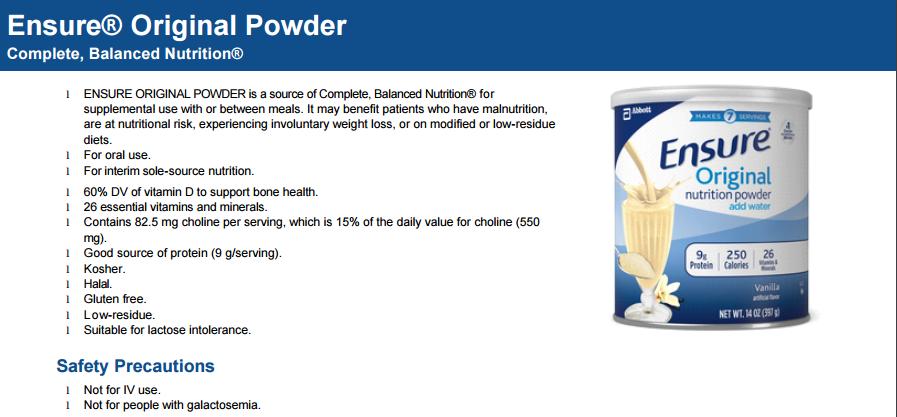 [HCM]SỮA BỘT ENSURE ORIGINAL NUTRITION POWDER Vani 397G