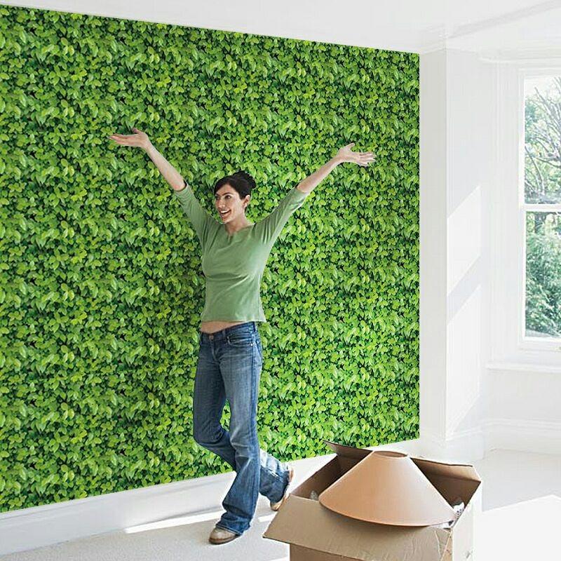 Cuộn 10m decal giấy dán tường thảm lá xanh khổ 0.45m có sẵn keo