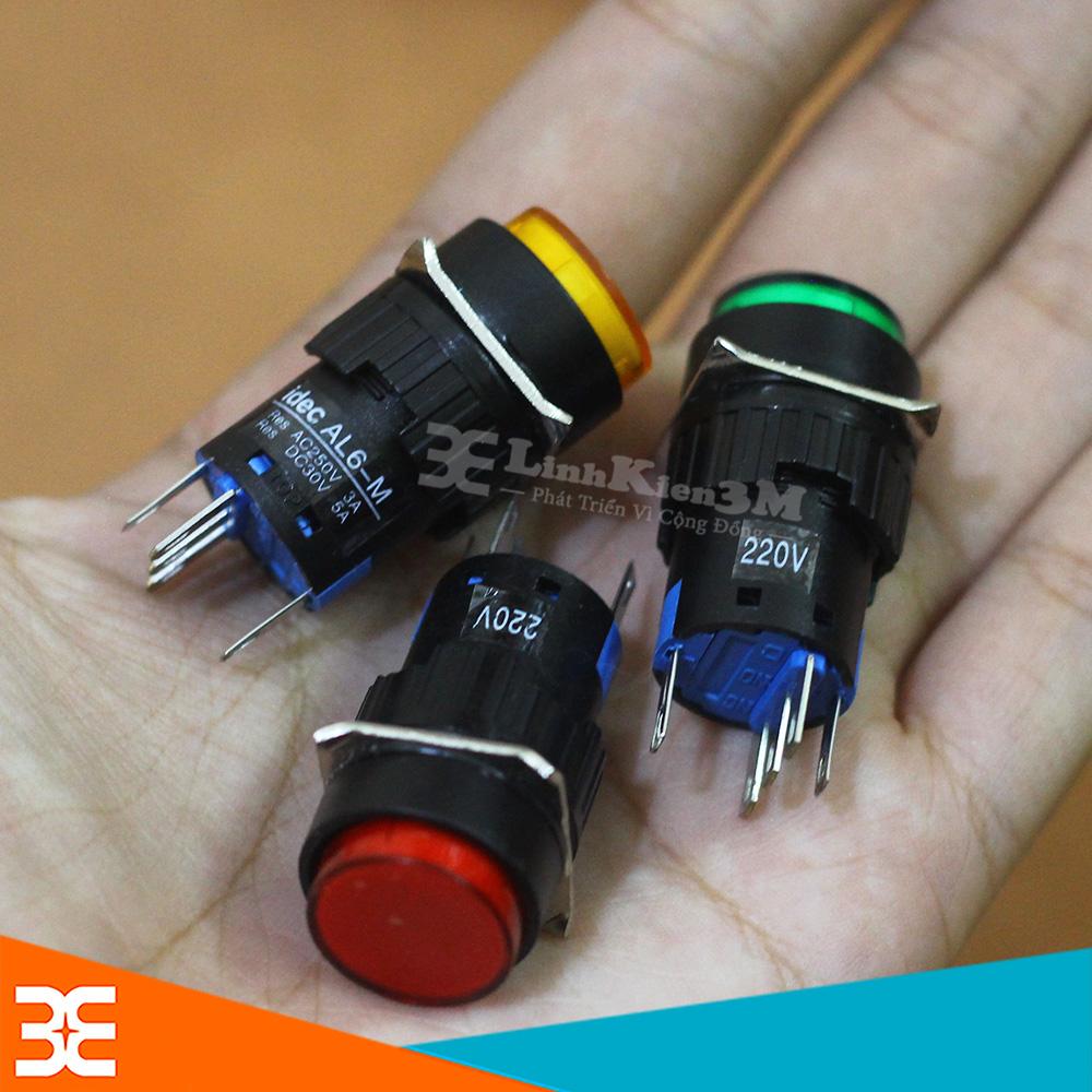 Nút Nhấn Đề 20mm-220VAC AL6- M Nhấn Nhả Có Đèn