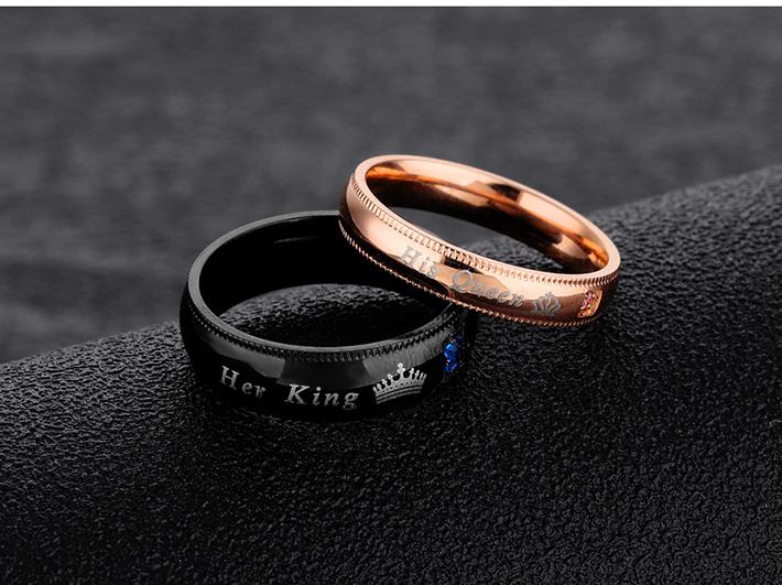 Nhẫn cặp Her King - His Queen NC127 (đen, đồng)