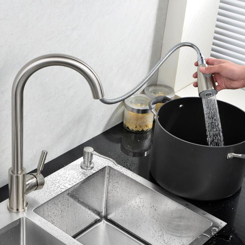 Vòi rửa chén Vòi rửa bát nóng lạnh Vòi nước rửa chén Inox 304 Vòi rút đa năng vòi nước tăng áp cao cấp (tặng dây cấp - bảo hành 12 tháng)