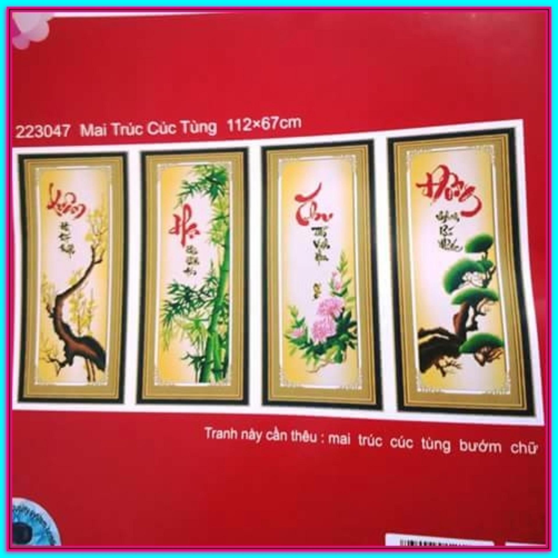Tranh thêu chữ thập tứ quý 223047