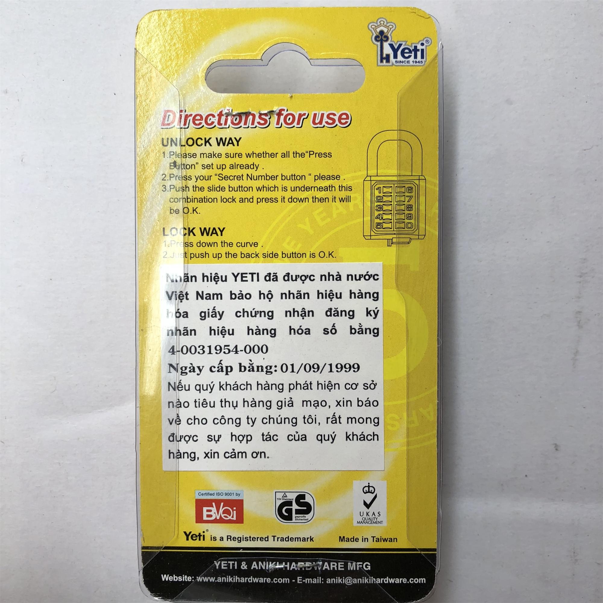 Khóa số Yeti 40mm L116 (Đen & Đỏ)