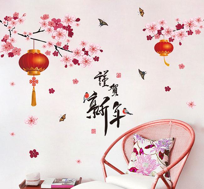 Decal dán tường Cành đào xuân BINBIN PK354