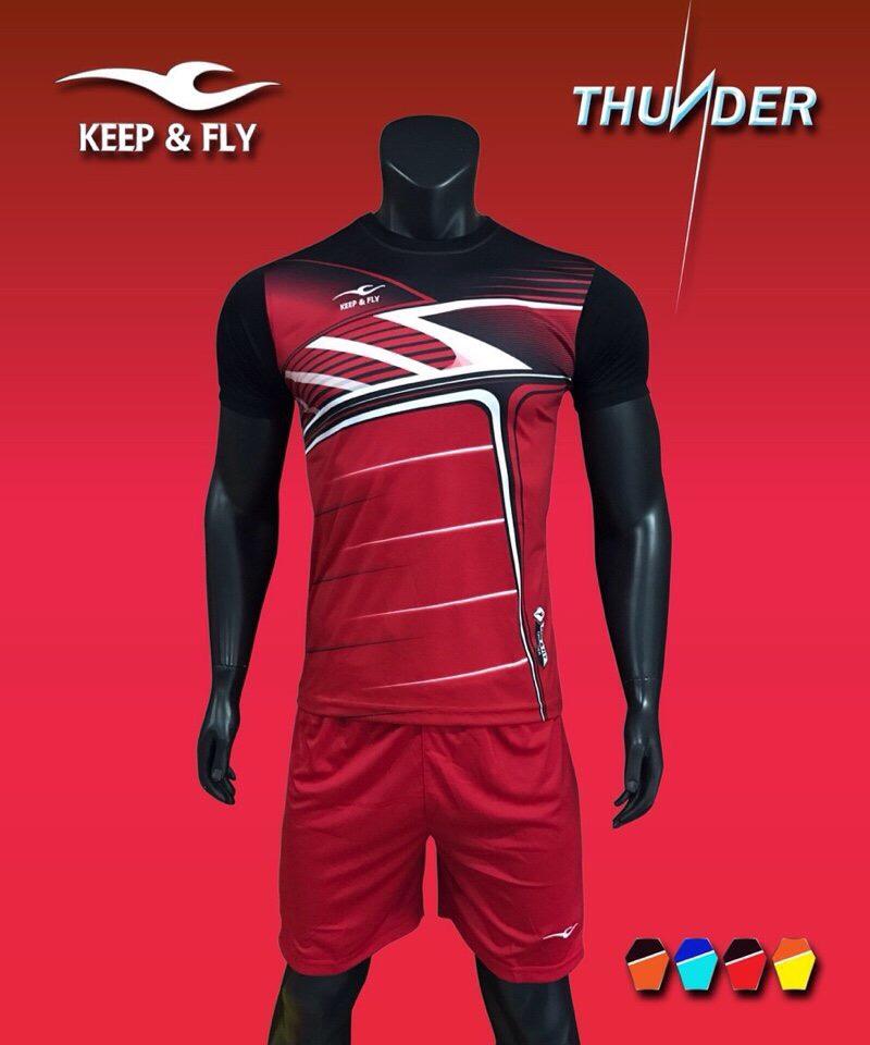 Bộ quần áo bóng đá cao cấp KEEP & FLY Thunder Đỏ