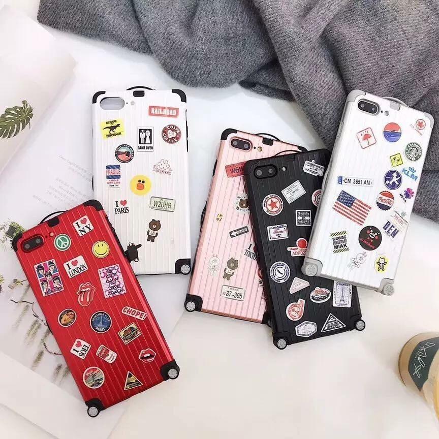 Ốp vali MIAK thời trang cho Iphone X, tặng 8 bảng Sticker
