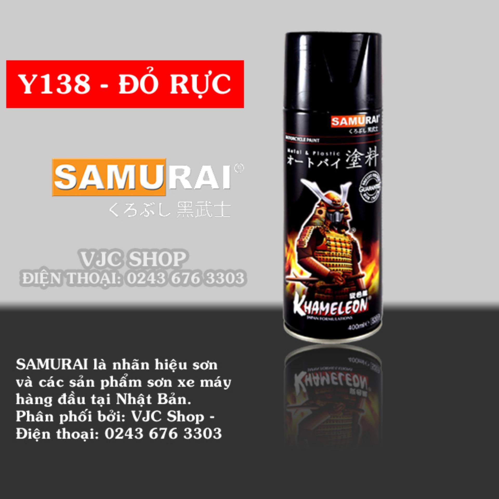Chai sơn xịt sơn xe máy Samurai màu đỏ rực