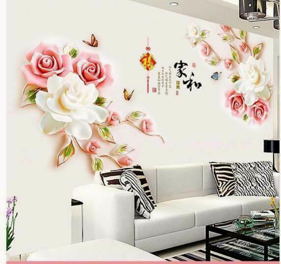TRANH DECAL HOA HỒNG 3D