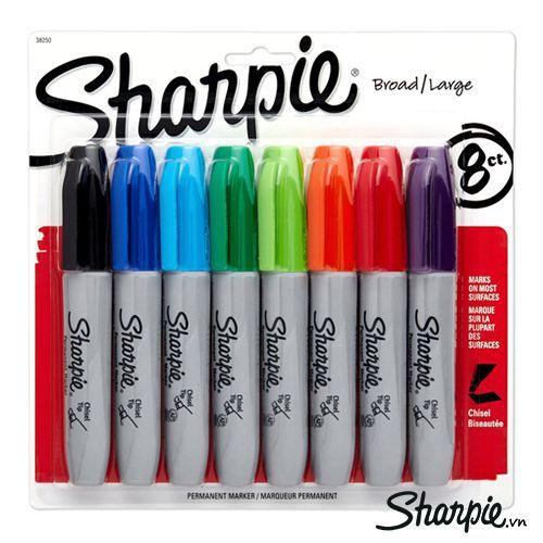 [HCM]Bút lông đầu dẹp mực không phai Sharpie Chisel Tip – Hộp 8 màu