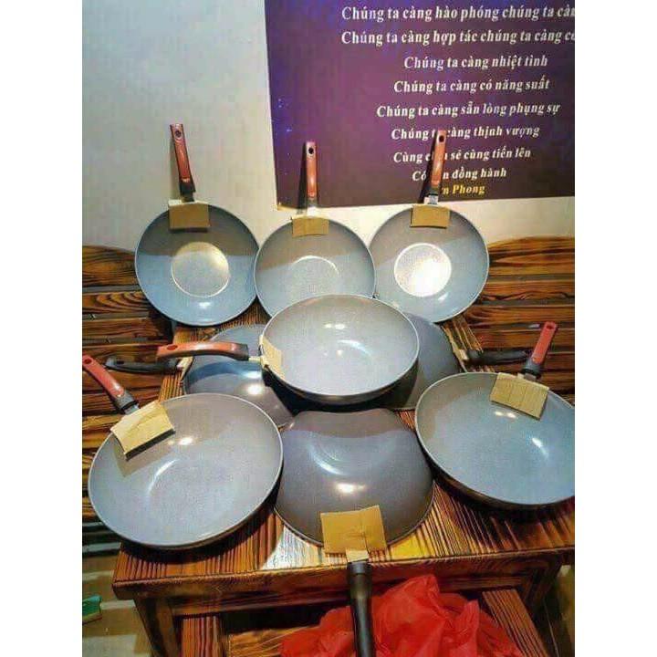 Chảo vân đá sâu lòng chống dính size 32cm dùng cho mọi bếp