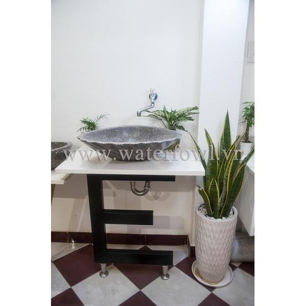 Lavabo đá cao cấp hiệu Waterfowl WF1007.2 hình vỏ sò màu đen