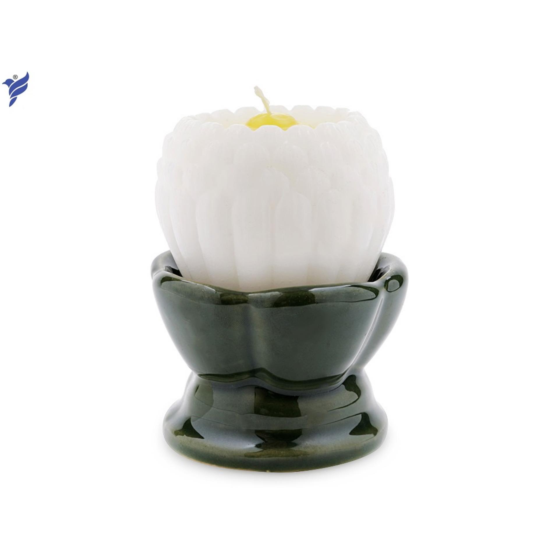 Bộ 4 nến hoa sen Nhật đế gốm Quang Minh Candle NQM3445 (9 x 9 x 12 cm)