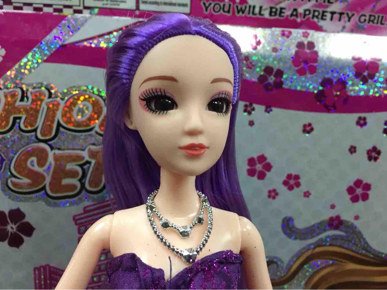 Đầu búp bê - tóc tím dài