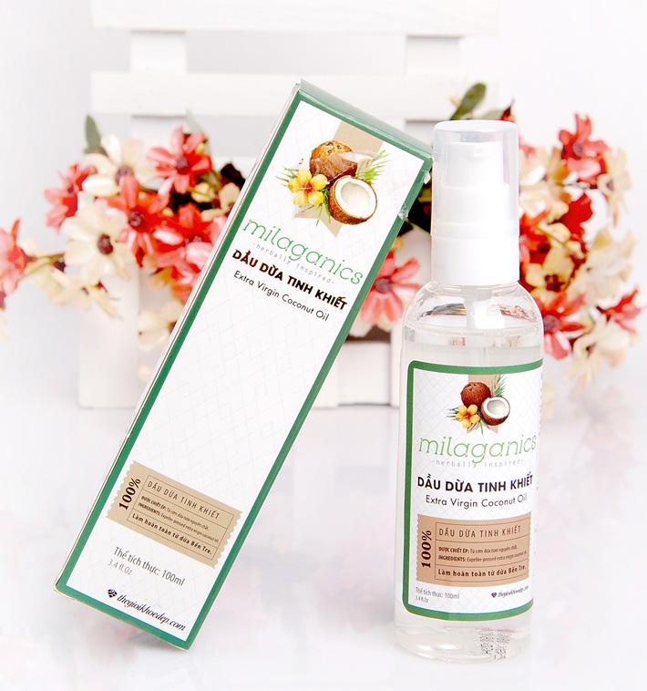 Dầu Dừa Tinh Khiết Milaganics 100ml Trắng