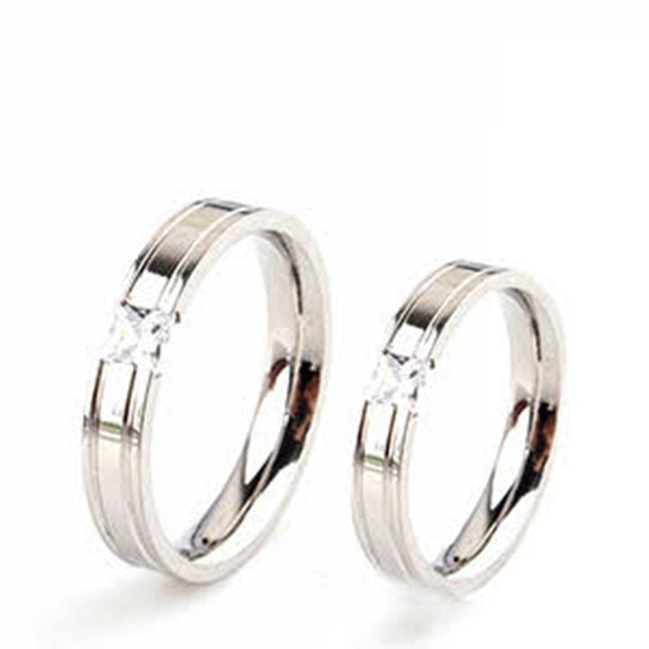 Nhẫn tình nhân giá 1 đôi đá cubic NC89 nhẫn đôi titan