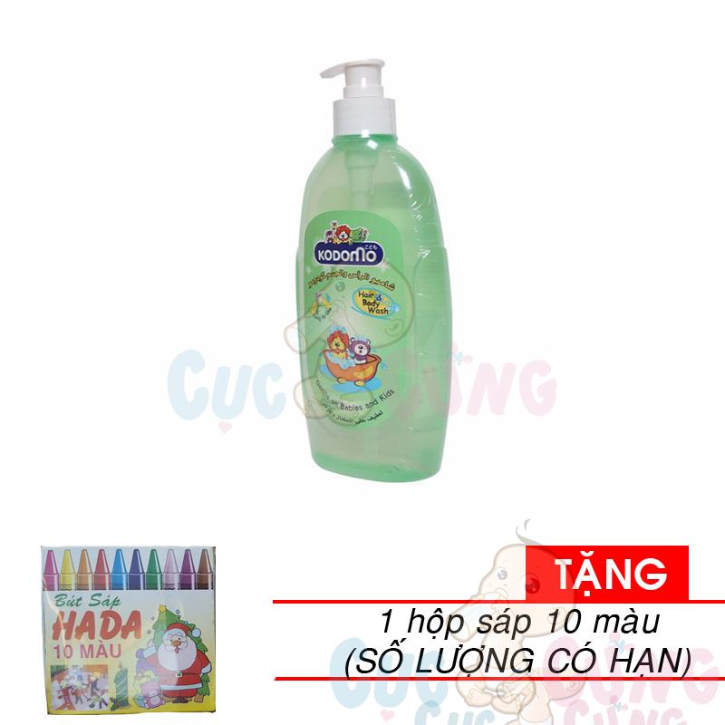 Sữa tắm gội Kodomo cho trẻ sơ sinh 400ml Tặng 1 hộp sáp 10 màu - sua tam goi