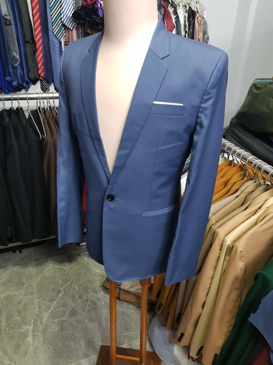 Áo vest nam màu xanh ôm body cá tính