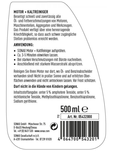 Dung dịch rửa khoang động cơ/lốc máy Sonax Engine & Cleaner 500 ml