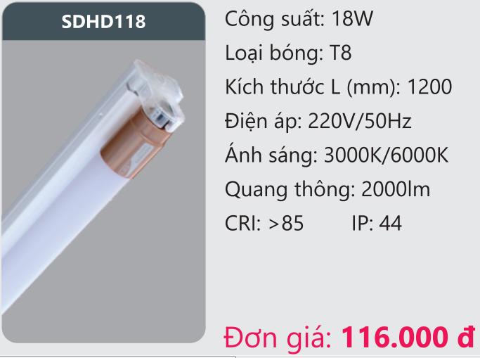 Combo 3 bộ Led 1.2m Duhal Máng Đèn Led Batten 1m2 1X18W SDHD118