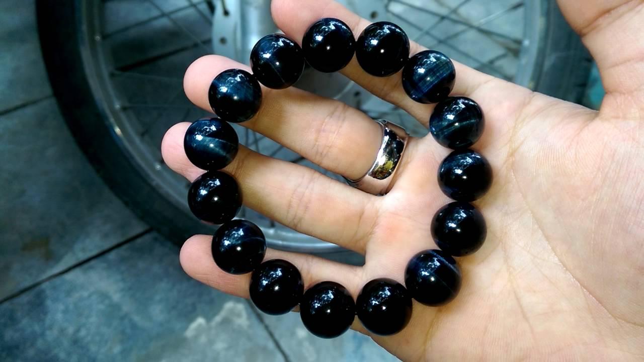 [HCM]VÒNG TAY ĐÁ MẮT HỔ XANH DƯƠNG 14 LY