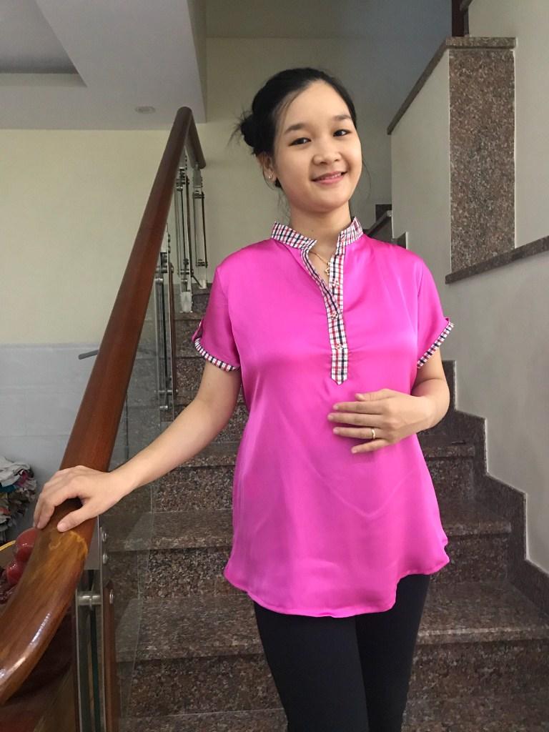 Áo bầu lụa cổ trụ (vàng)