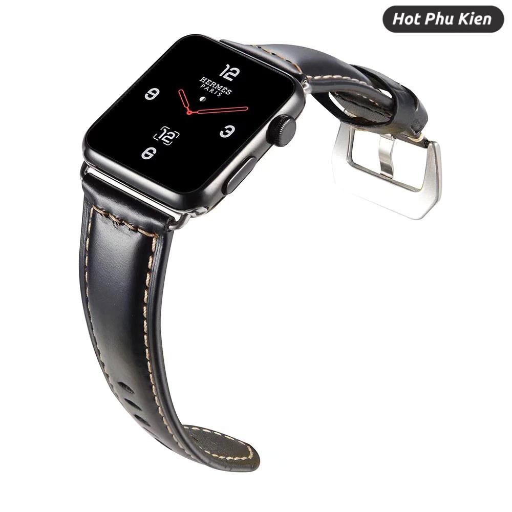 [HCM]Dây da đeo thay thế cho đồng hồ thông minh Apple Watch 42 mm Kakapi da bò thật da trơn - Phân phối HotPhuKien